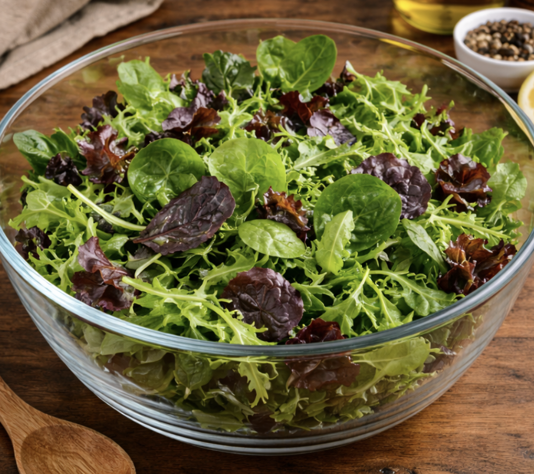 Salatblätter mit Pilzen und Walnüssen_1