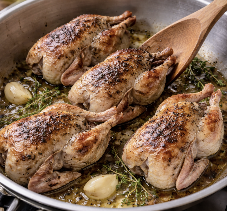 Honig-Thymian-gebratene Wachtel_2