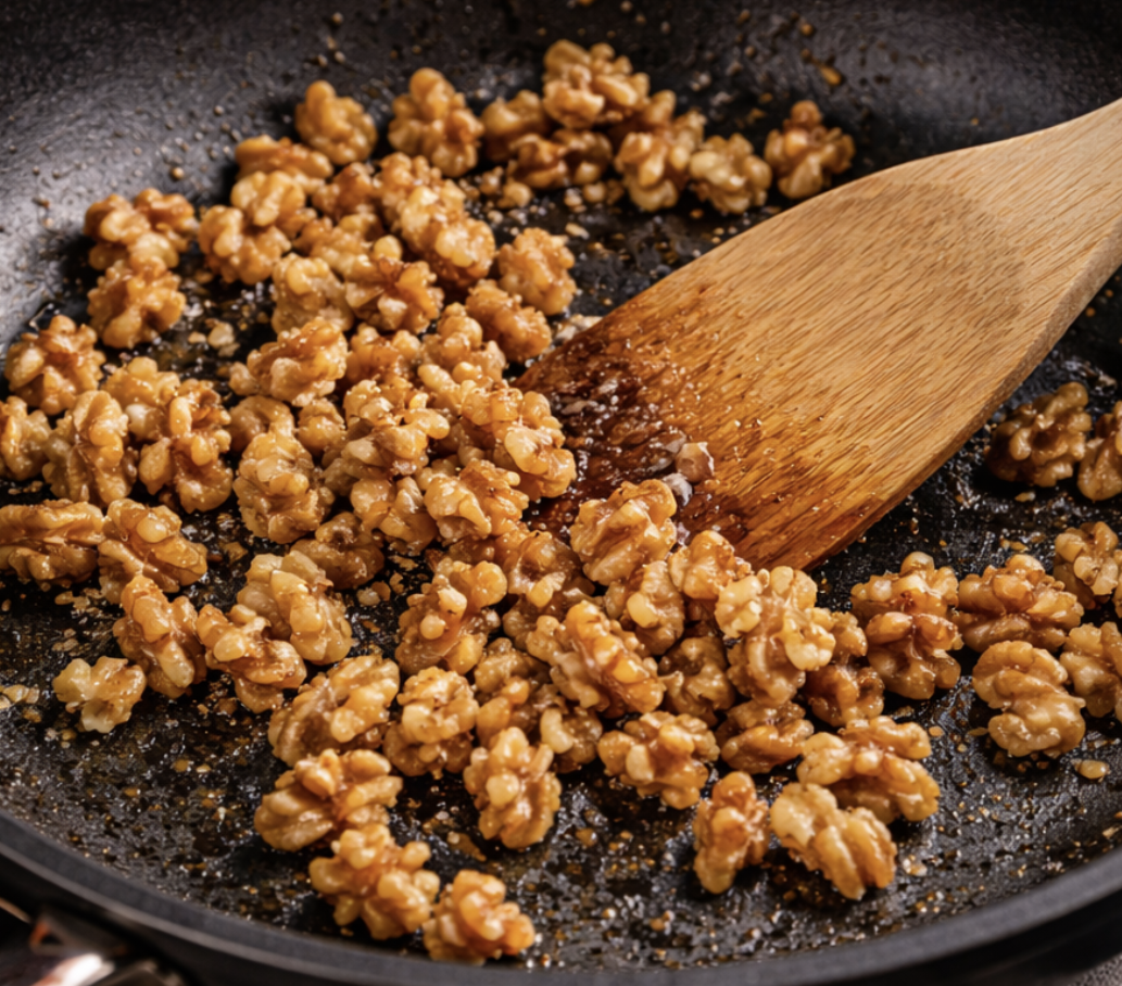 Salatblätter mit Pilzen und Walnüssen_2