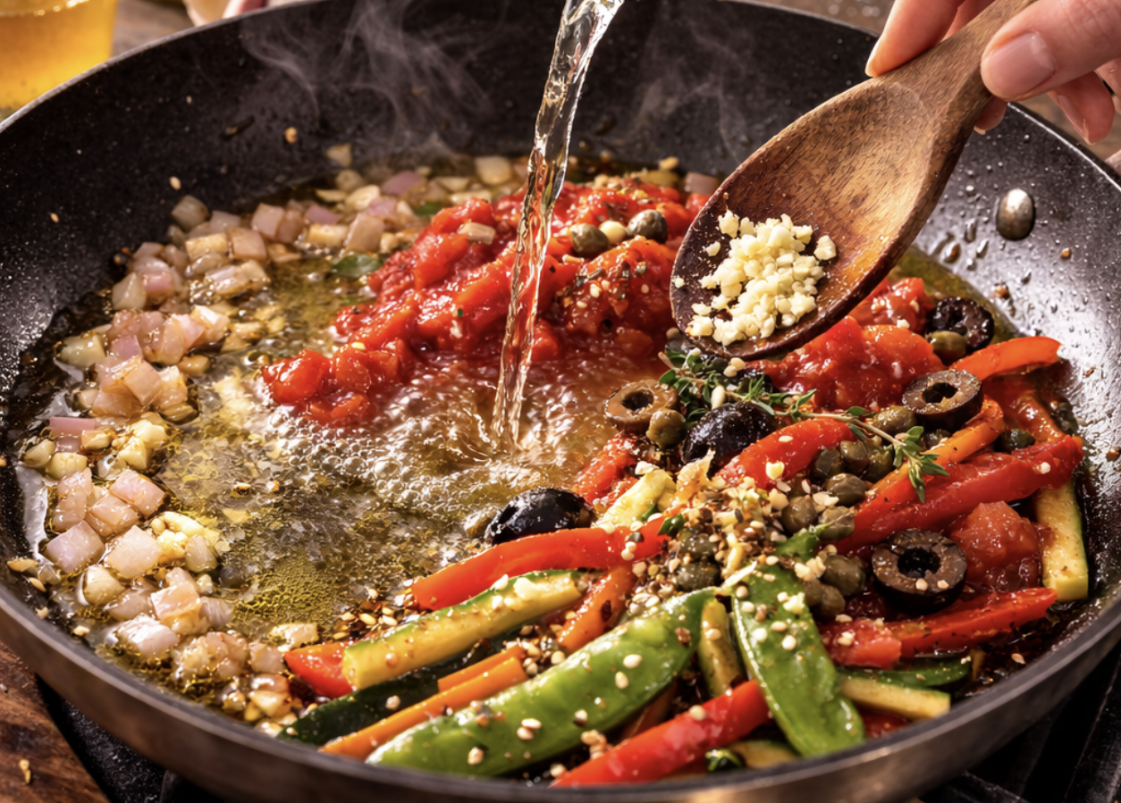 Kabeljau in Tomaten-Oliven-Sud_2