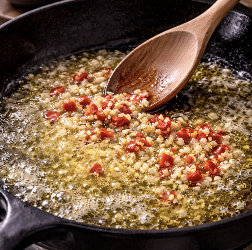 Garnelen in Knoblauch-Chili-Butter mit Baguette_2