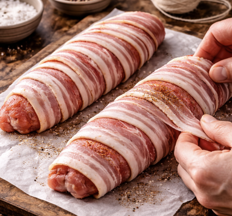 Schweinefilet im Speckmantel mit Rahmsoße_2