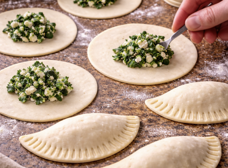 Gefüllte Teigtaschen mit Spinat und Feta_3