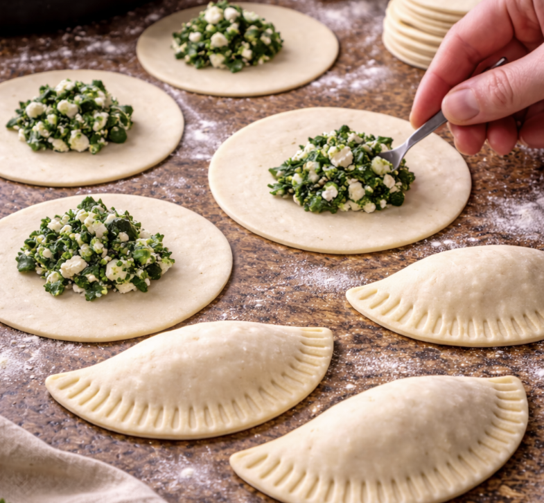 Gefüllte Teigtaschen mit Spinat und Feta_3
