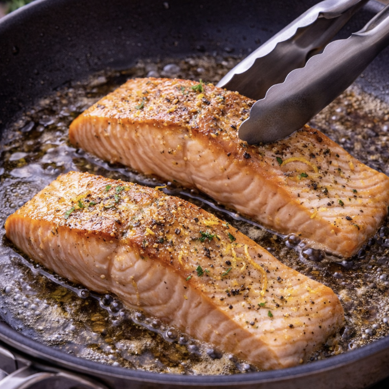 Gebratenes Lachsfilet mit Zitronen-Dill-Sauce & Ofenspargel_3
