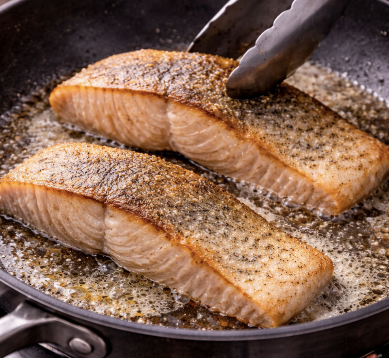 Zander auf der Haut gebraten mit Riesling-Schaum & Blattspinat_3