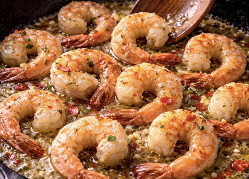 Garnelen in Knoblauch-Chili-Butter mit Baguette_3