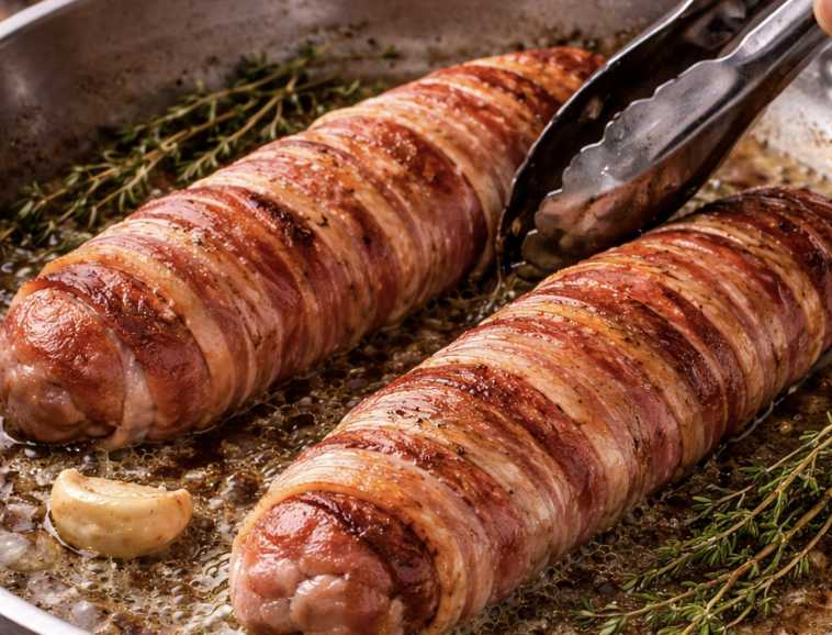 Schweinefilet im Speckmantel mit Rahmsoße_3