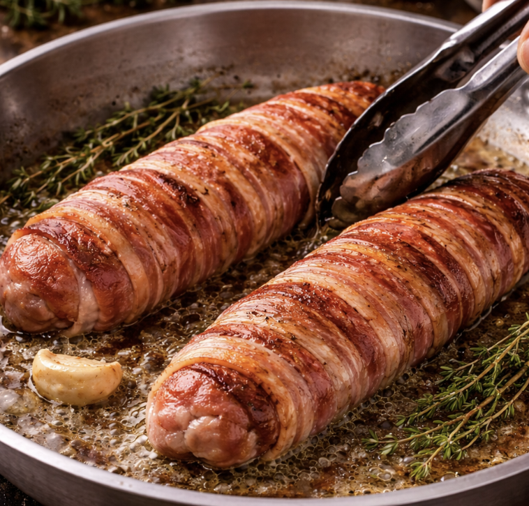 Schweinefilet im Speckmantel mit Rahmsoße_3