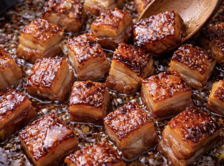 Schweinebauch-Häppchen mit Ahornglasur_4