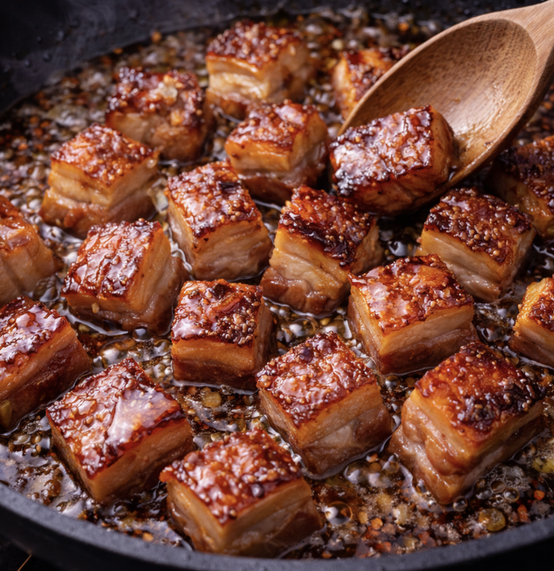 Schweinebauch-Häppchen mit Ahornglasur_4