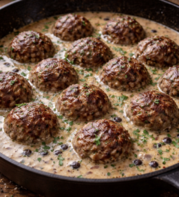 Elchfleischbällchen mit Wacholdersauce