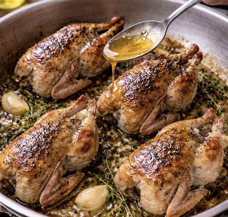 Honig-Thymian-gebratene Wachtel_4