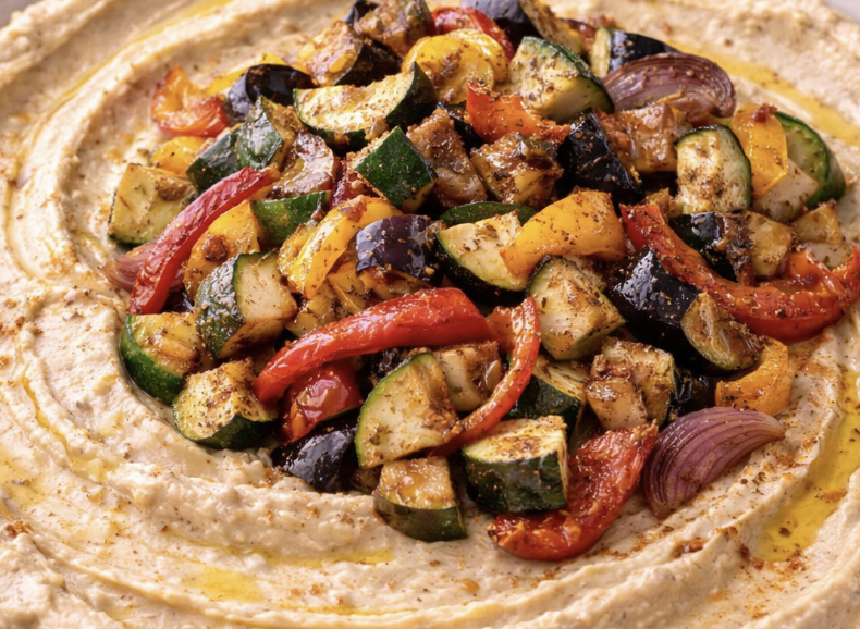 Hummus mit geröstetem Gemüse_4