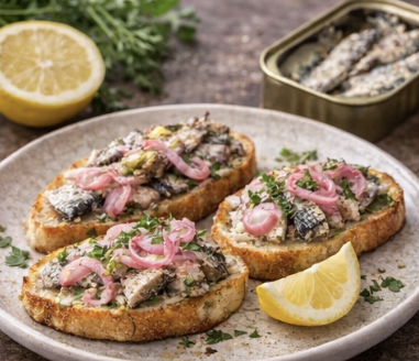 Sardine Toasts with Pickled Shallots_4