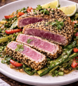 Thunfischsteak mit Sesamkruste & Asia-Gemüse