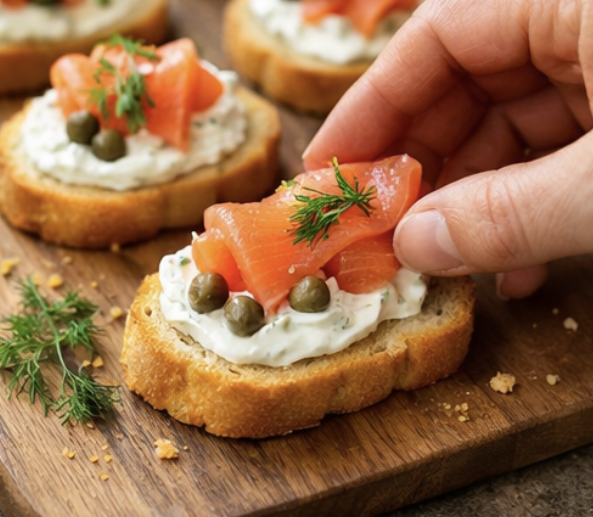 Geräucherte Lachs-Crostini mit Dill-Crème-fraîche_4