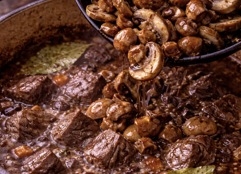 Hirschragout mit Pilzen & Rotkohl_4