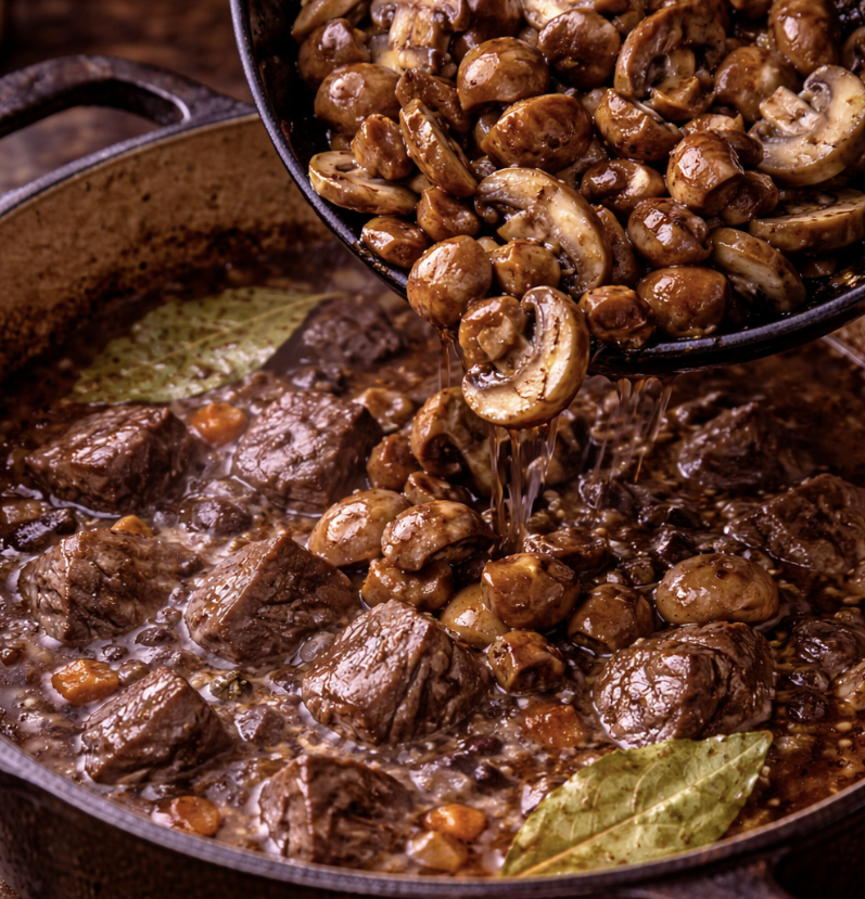 Hirschragout mit Pilzen & Rotkohl_4