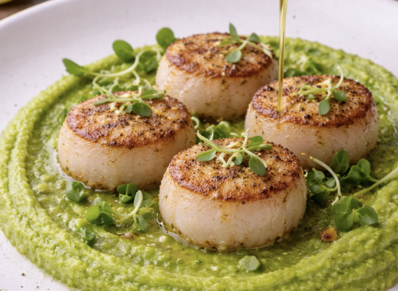 Seared Scallops with Pea Purée_4