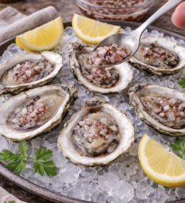 Austern auf der Halbschale mit klassischer Mignonette