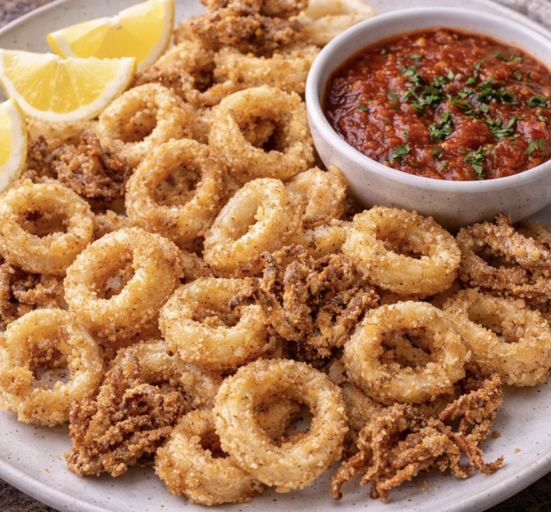 Knusprige Calamari mit Zitrone und Marinara-Sauce_4