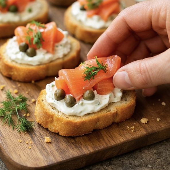 Geräucherte Lachs-Crostini mit Dill-Crème-fraîche_4