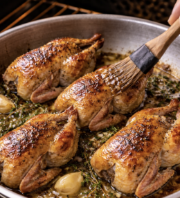 Honig-Thymian-gebratene Wachtel