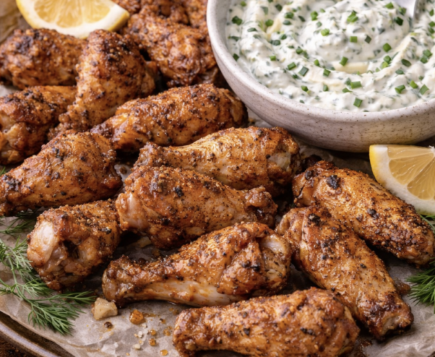 Knusprige Hähnchenflügel mit Kräuterdip_5