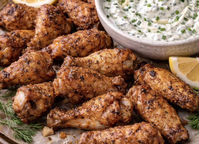 Knusprige Hähnchenflügel mit Kräuterdip_5