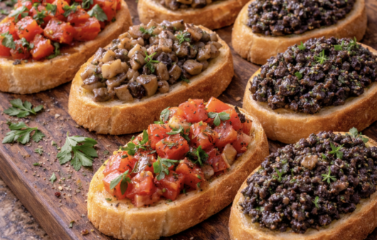 Bruschetta-Trio (Tomaten, Champignons, Oliventapenade)_5