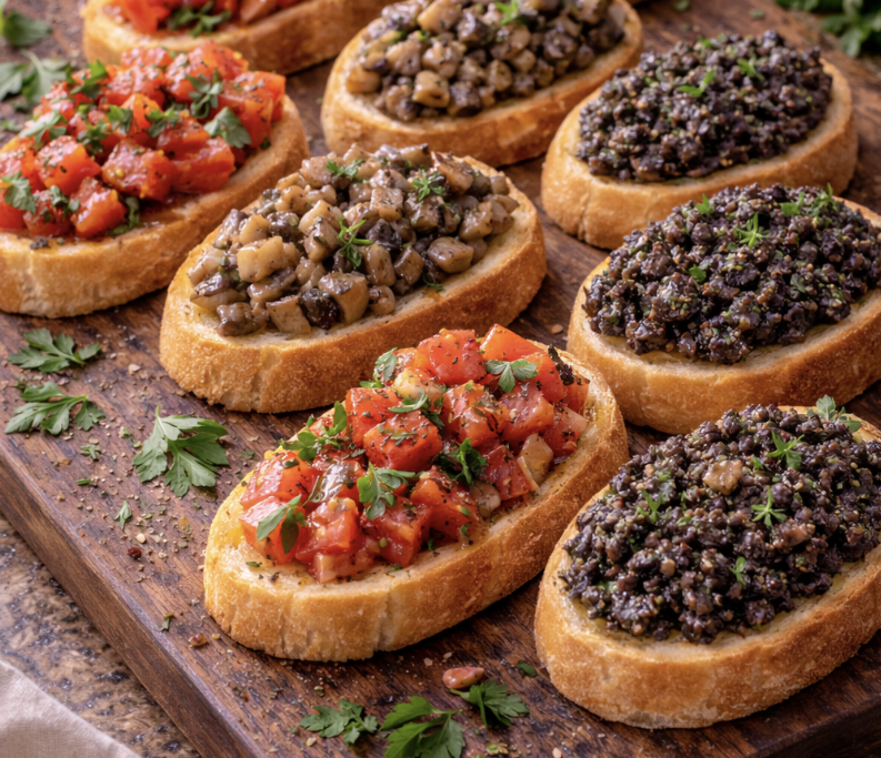 Bruschetta-Trio (Tomaten, Champignons, Oliventapenade)_5