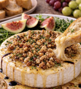 Gebackener Brie mit Honig und Nüssen