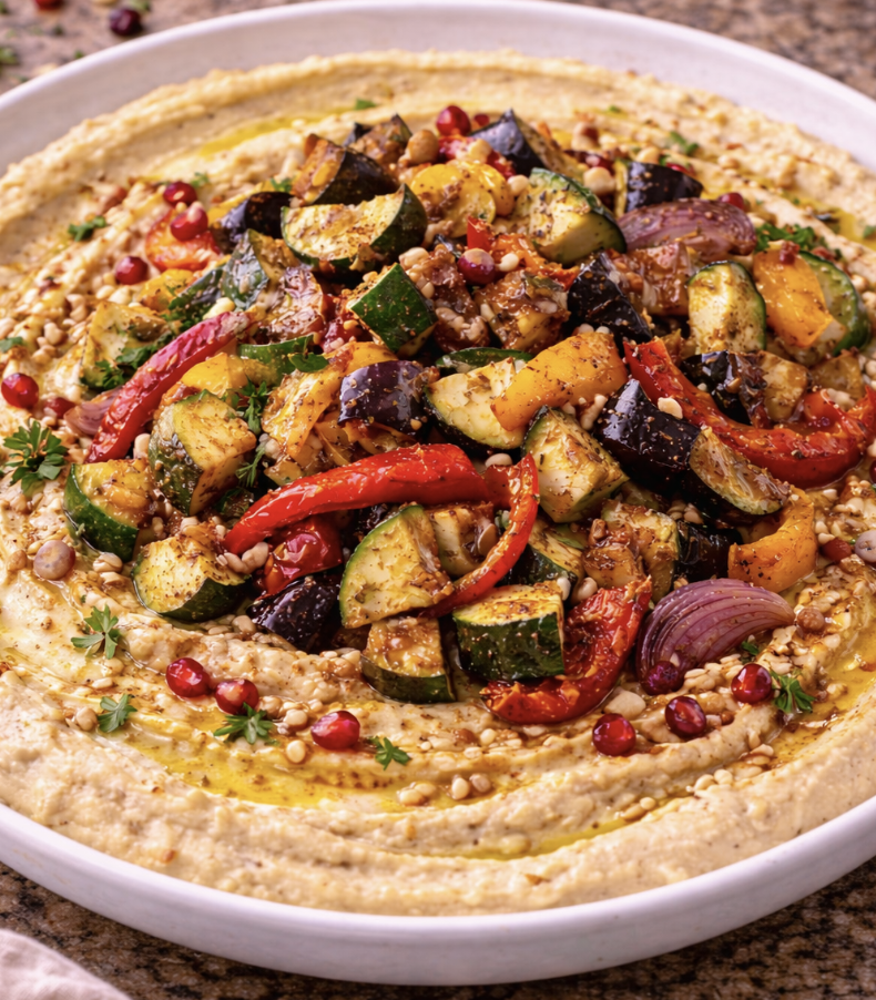 Hummus mit geröstetem Gemüse_5