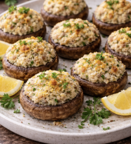 Krabben gefüllte Champignons