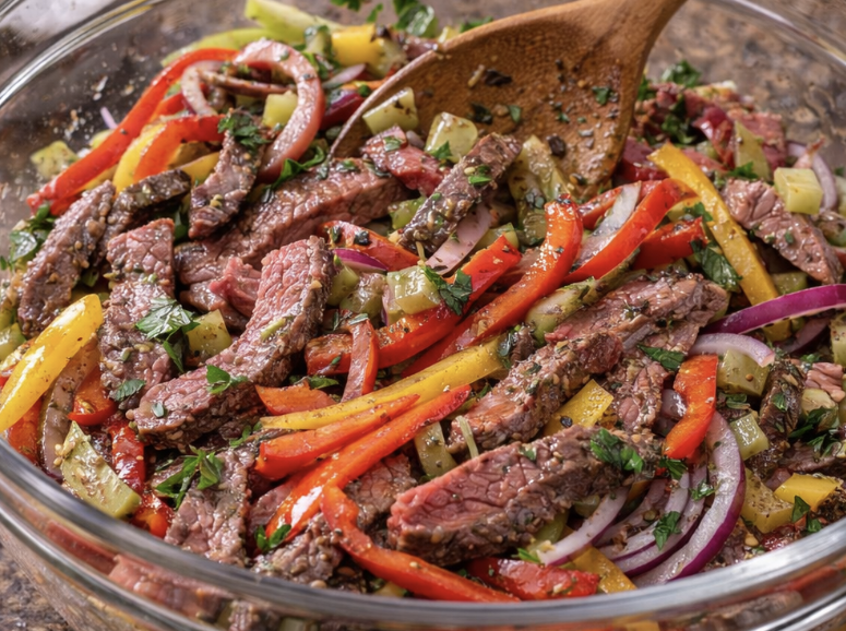 Rindfleischsalat mit Paprika & Zwiebeln_5
