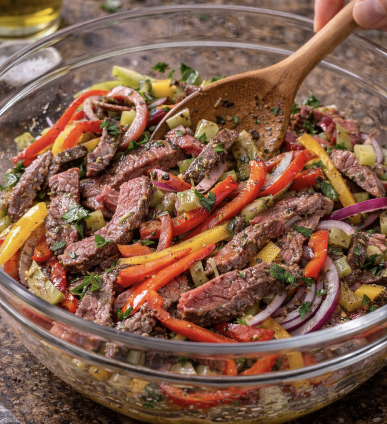 Rindfleischsalat mit Paprika & Zwiebeln_5