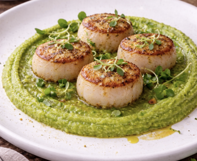 Seared Scallops with Pea Purée_5