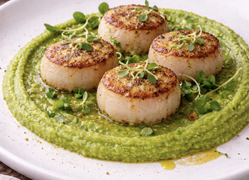 Seared Scallops with Pea Purée_5