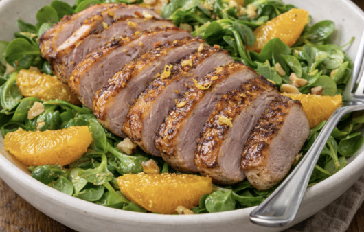 Wildentenbrust auf Feldsalat mit Orangenfilets_5