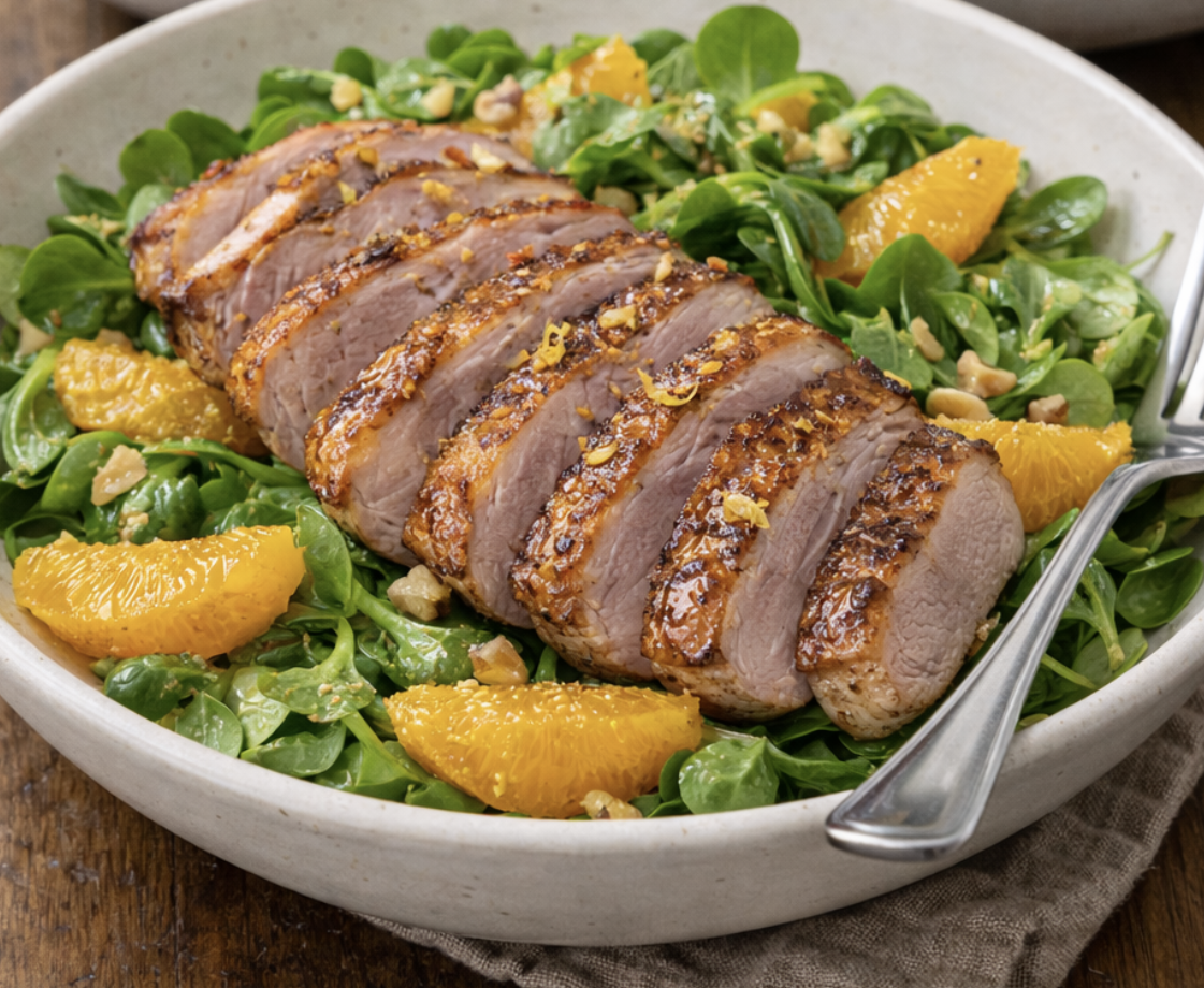 Wildentenbrust auf Feldsalat mit Orangenfilets_5