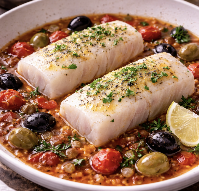 Kabeljau in Tomaten-Oliven-Sud_4