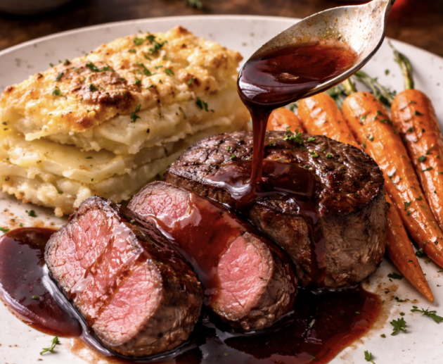 Rinderfilet mit Rotweinjus & Kartoffelgratin_5