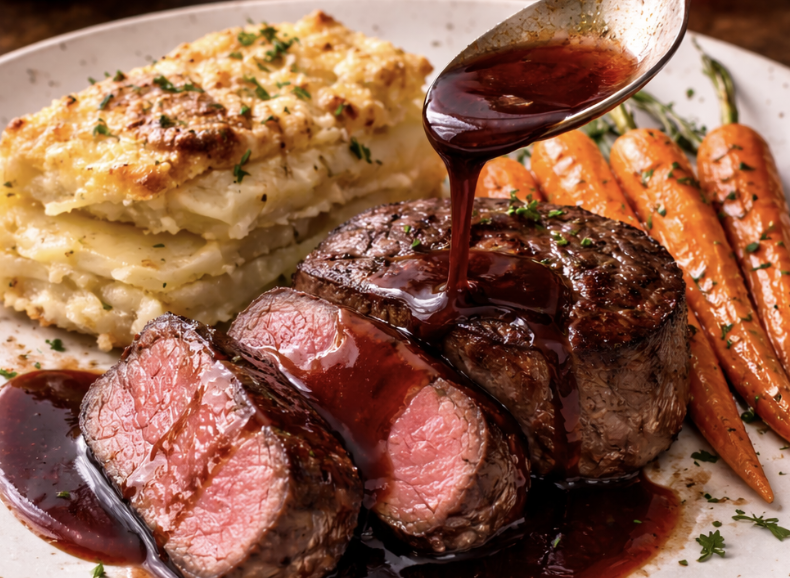 Rinderfilet mit Rotweinjus & Kartoffelgratin_5