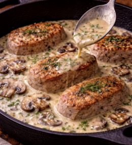 Putenmedaillons mit Champignonrahm