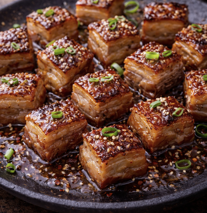 Schweinebauch-Häppchen mit Ahornglasur_5