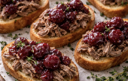 Entenconfit-Häppchen mit Kirschkompott_6