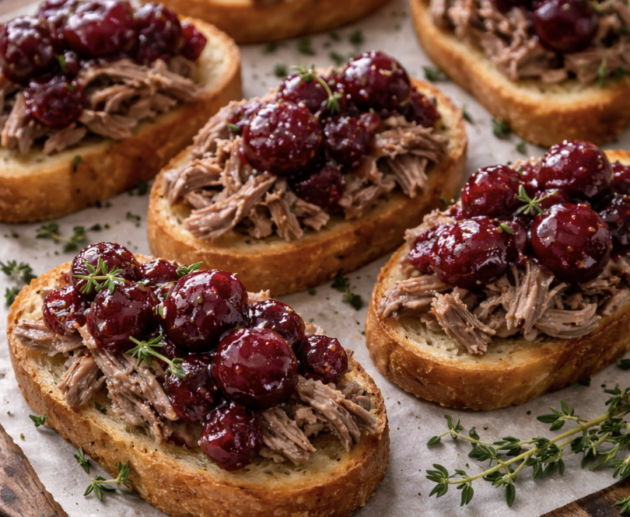 Entenconfit-Häppchen mit Kirschkompott_6