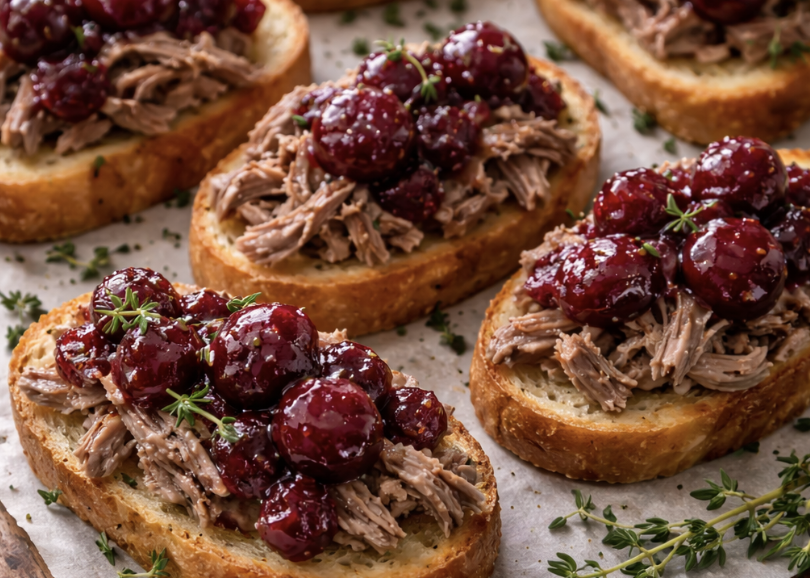 Entenconfit-Häppchen mit Kirschkompott_6