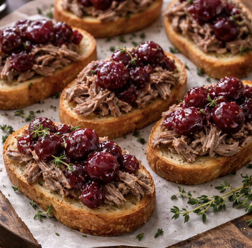 Entenconfit-Häppchen mit Kirschkompott_6